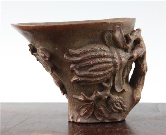 A Chinese bamboo libation cup, 12.5cm